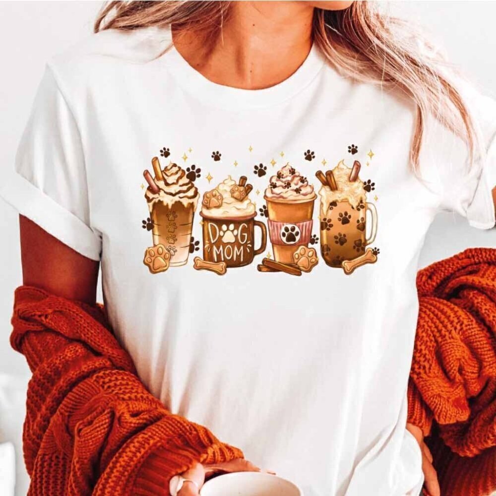 Coffee And Dog Mom Mothers Day Gift Funny Retro T-Shirt